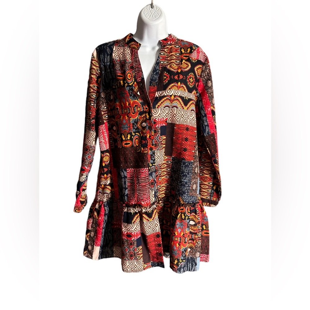NWT.  Funky Tunic by Sacred Threads S/M. BL/RD 11.   221926